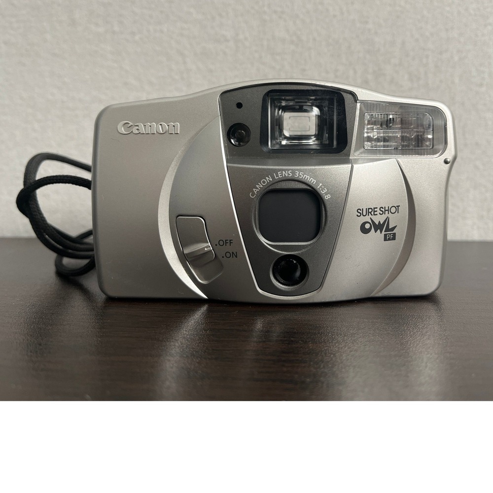 Canon Sure Shot Owl PF 35mm Point and Shoot Film Camera Silver 35mm f3.8 Lens
